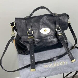 Mulberry Alexa Black Leather Oversized Satchel Purse